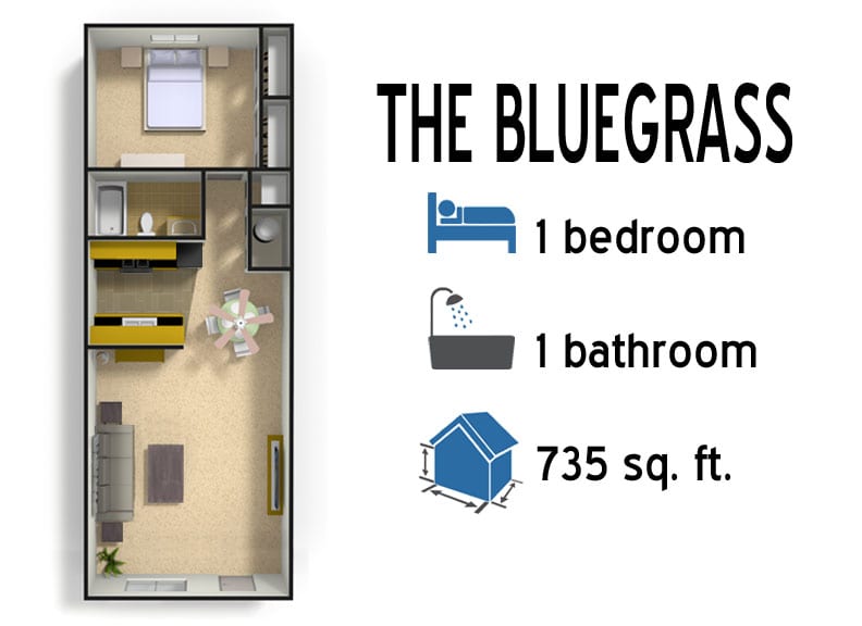 The Bluegrass: 1 bedroom - 1 bath - 735 sq ft