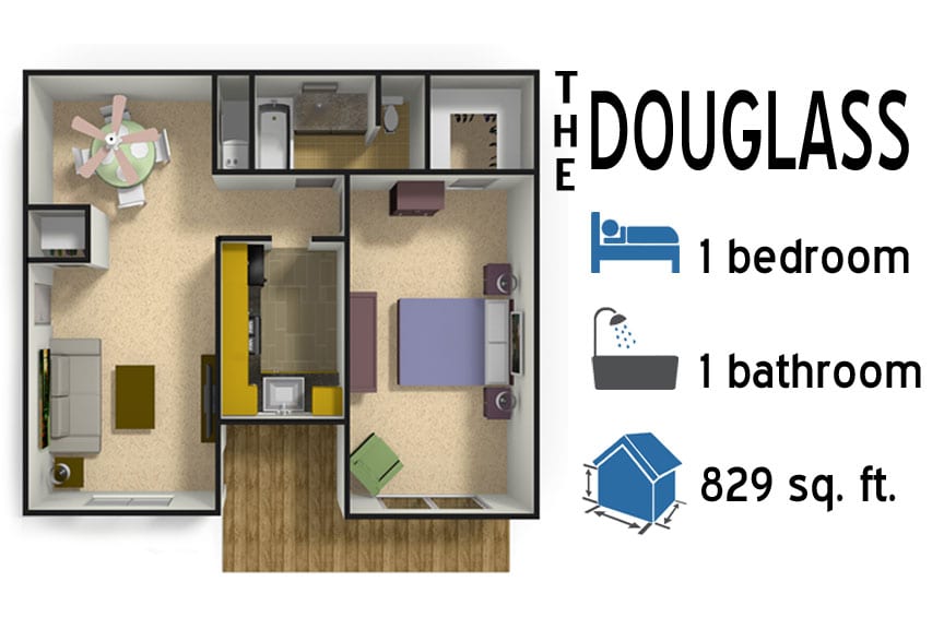 The Douglass: 1 bedroom - 1 bath - 829 sq ft